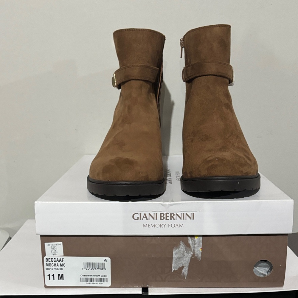 Giani Bernini Mocha Suede Buckle Boots